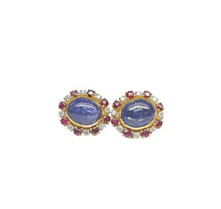Tanzanite Ruby Diamond Studs