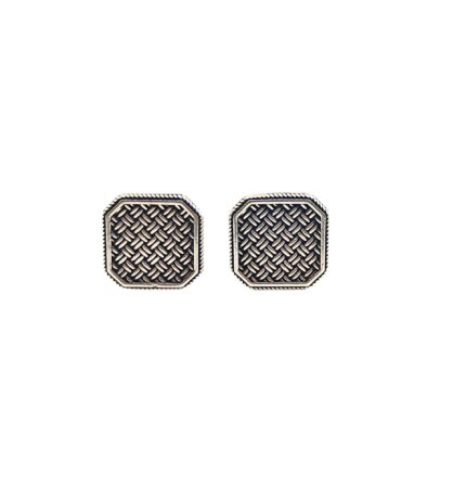 Knitted, Woven, Chicotta, Octagon Motif 92.5 Silver Cufflinks