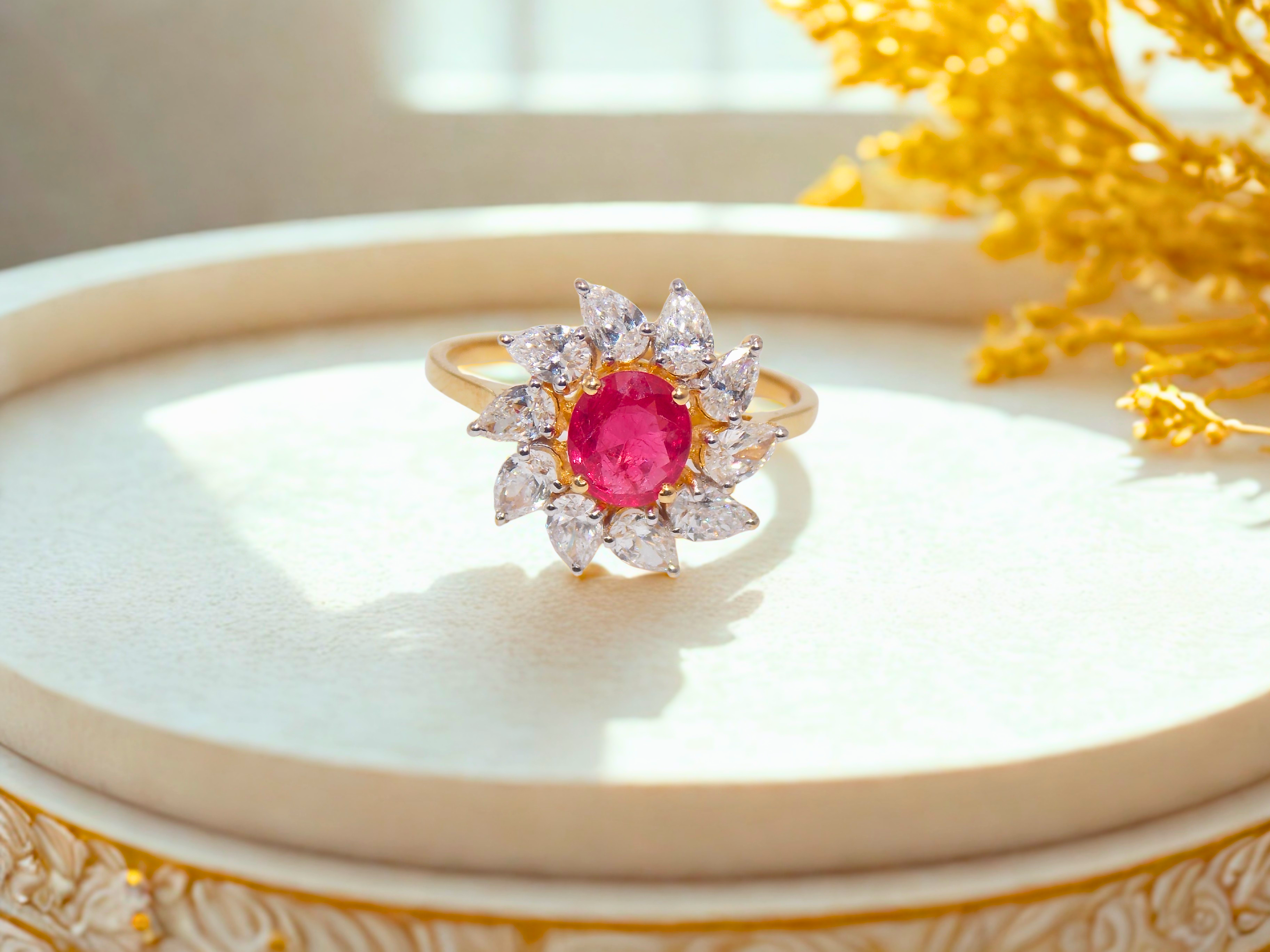 Natural Spinel Stone And Natural  Diamand Ring